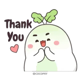 😇 747fbec8 Thank you thank you, cute, heart, friendly, greeting telegram sticker