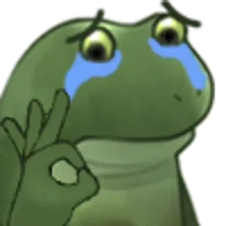 👌 774691f8 frog, crying, okay gesture, meme, internet culture, cartoon frog, sad telegram sticker