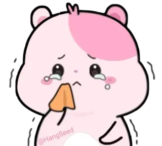 😢 c6aae6b4 @HangSeed sticker, cute, crying, hamster, pink, sad, animal, kawaii telegram sticker