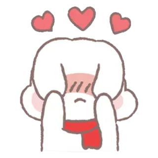🙈 ce3877d1 love, hearts, cute, bunny, kawaii, blushing, scarf telegram sticker