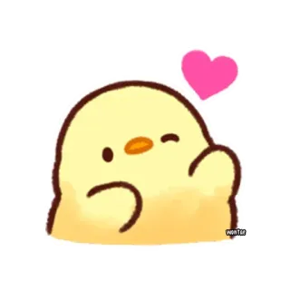 ❤️ e24f3d48 chick, cute, heart, cartoon, kawaii, waving telegram sticker