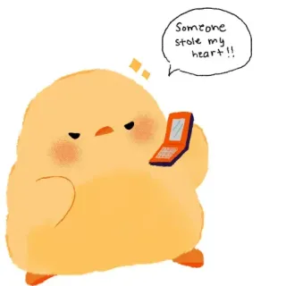 🦹 eefcb645 Someone stole my heart!! duck, cute, stole, heart, cartoon, telephone telegram sticker