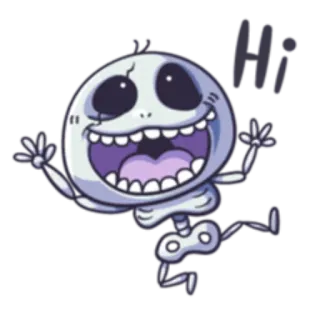 😍 52e803ca Hi Cartoon, Skelett, Gruß, Fröhlich, Freundlich telegram sticker