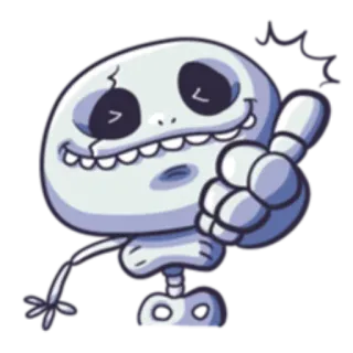 😊 ef89fadd Skelett, Cartoon, Daumen hoch, Lustig, Figur, Positiv telegram sticker