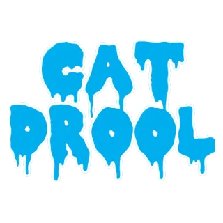 😜 b3311dc8 CAT DROOL gato, baba, gotejando, azul, texto whatsapp sticker