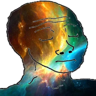 🤔 079b8b7d มีม, Wojak, กาแล็กซี, อวกาศ, อินเทอร์เน็ต, สีหน้า telegram sticker