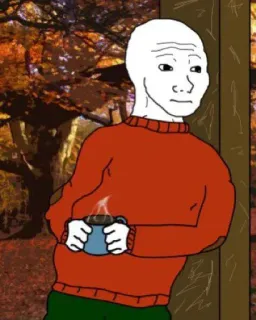 ☕️ 3c2f56a7 Meme, Wojak, Herfst, Koffie telegram sticker