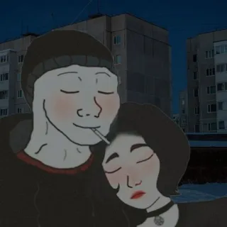 ❤️ 4baa657f stel, roken, cartoon, liefde, romantiek telegram sticker