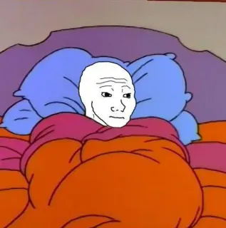 🛏 6f51d5c2 wojak, meme, bed, slapen, gezicht, internet, cartoon telegram sticker