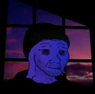 🚬 97a15064 wojak, verdrietig, depressief, roken, sigaret telegram sticker