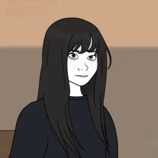 👧 cf645cea cartoon, meisje, vrouw, portret, zwart haar, anime telegram sticker