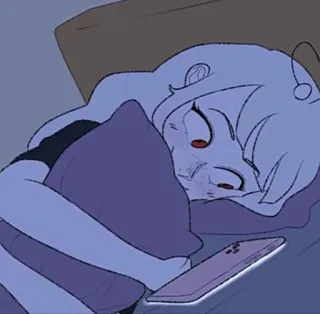 😁 d28cd314 slapen, telefoon, meisje, anime telegram sticker