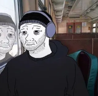 😔 dff2dc53 Wojak Wojak, Meme, Verdrietig, Eenzaam, Depressief telegram sticker