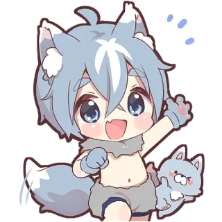 👋 52c4fb7b Anime, Imut, Serigala, Chibi, Manga, Kartun whatsapp sticker