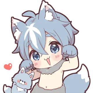 🐱 727b196c Anime, Serigala, Lucu, Kartun, Kawaii, Karakter, Stiker whatsapp sticker