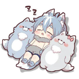 😴 9e61c0dc zzz mengantuk, anime, imut, kawaii, tidur, chibi, furry, serigala whatsapp sticker