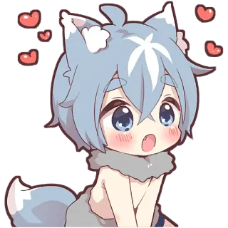 😦 ab8925c1 Chibi, Serigala, Hati, Anime, Lucu, Kartun, Stiker whatsapp sticker
