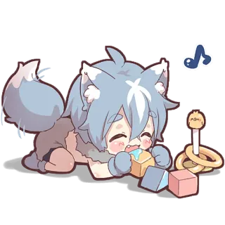 🧸 ec1150db chibi, kawaii, imut, anime, bayi, binatang, serigala whatsapp sticker