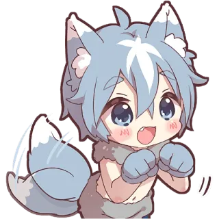 🥹 f7d43145 り Anime, Lucu, Furry, Kawaii, Chibi, Binatang, Serigala, Kartun whatsapp sticker