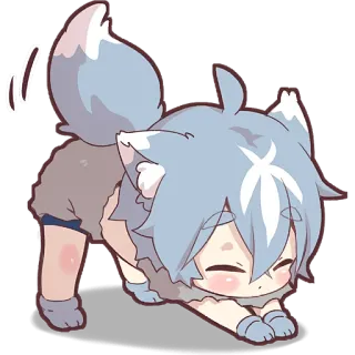 ☺️ fc86c219 Anime, Kartun, Lucu, Chibi, Serigala, Binatang, Manga whatsapp sticker