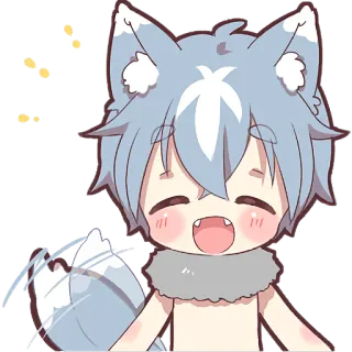 🤣 49cb6216 Anime, Wolf, Kawaii, Chibi, Niedlich, Tier, Fell telegram sticker