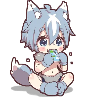 😋 5b608ec7 Anime, Chibi, Wolf, Kawaii, Süß telegram sticker
