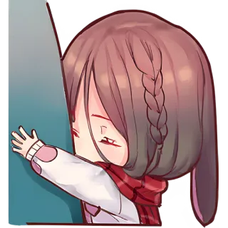 🤗 33fe480d 애니메이션, 여자, 만화, 귀여운, 목도리, 땋은 머리, 토끼 귀 telegram sticker