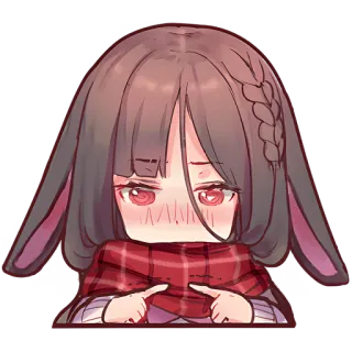 ☺️ 417a6c31 애니메이션, 만화, 소녀, 귀여운, 토끼 귀, 카와이, 목도리 telegram sticker