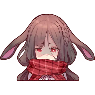 😔 84cabc92 애니메이션, 소녀, 토끼, 목도리, 캐릭터, 귀여운 telegram sticker