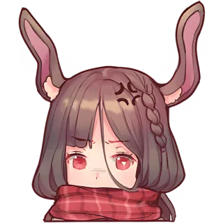 😤 96d6a54b 애니메이션, 소녀, 토끼 귀, 귀여운, 목도리, 화난 telegram sticker