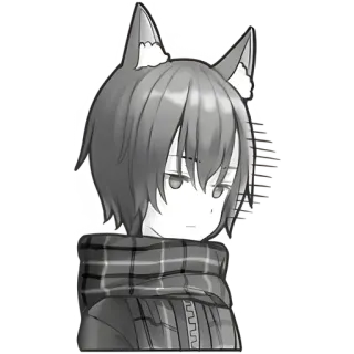 😔 b7bd7627 애니메이션, 늑대 소녀, 캐릭터, 디지털 아트, 일러스트, 슬픈, 찌푸린 얼굴 telegram sticker