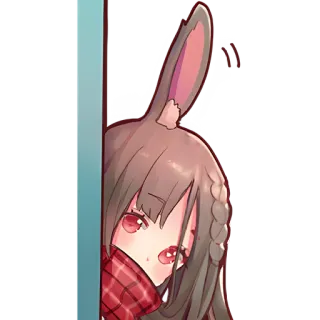 🫣 de48549f 애니메이션, 귀여운, 토끼, 소녀, 빼꼼 telegram sticker