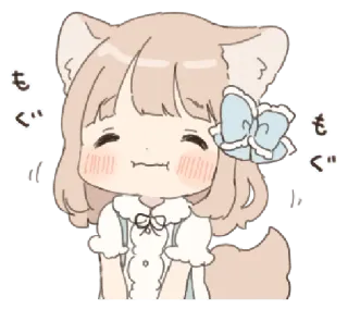 ❄️ a8f00d73 もぐ もぐ Anime, Kawaii, Niedlich, Katze, Mädchen, Mogu Mogu, Essen, Chibi whatsapp sticker