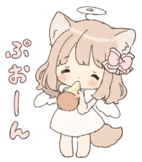 ❄️ b3ce8a3f ぷおーん Anime, Kawaii, Süß, Engel, Katzenmädchen, Cartoon whatsapp sticker
