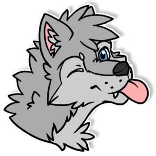 😜 179780ad serigala, binatang, furry, kartun, stiker, lidah whatsapp sticker