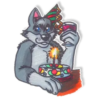 🎂 1ffe958c serigala, ulang tahun, kue, perayaan, pesta, binatang whatsapp sticker