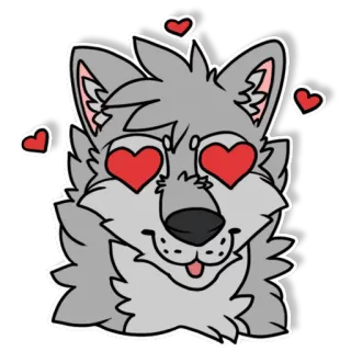 😍 4637bac0 serigala, hewan, cinta, hati, imut, berbulu, kartun whatsapp sticker