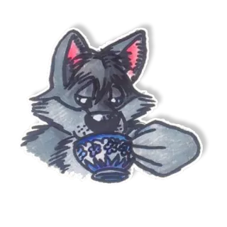 ☕️ a89510c0 serigala, teh, cangkir, binatang, stiker, imut, kartun, berbulu whatsapp sticker