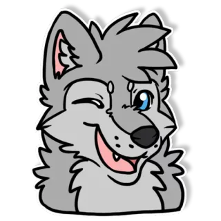 😉 cd61cc9f serigala, furry, kartun, binatang, mengedipkan mata, ramah whatsapp sticker