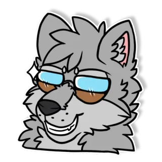 😎 d2197120 serigala, furry, binatang, kartun, stiker, seni whatsapp sticker