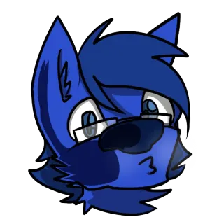🔍 6e4c9b40 Poilu, Bleu, Animal, Lunettes, Dessin animé, Mignon telegram sticker