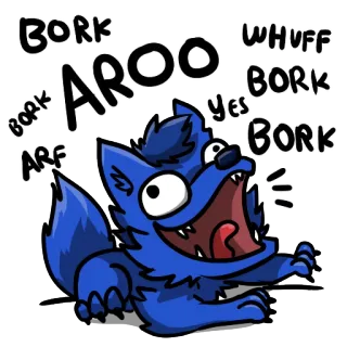 🎉 9622eabb BORK
AROO
WHUFF
YES
ARF chien, loup, dessin animé, aboiement, animal, bleu telegram sticker