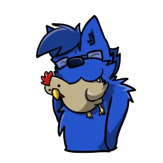 🐤 9a2faa1b Furry, Anthropomorphe, Animal, Poulet, Dessin animé, Lunettes, Bleu, Autocollant telegram sticker
