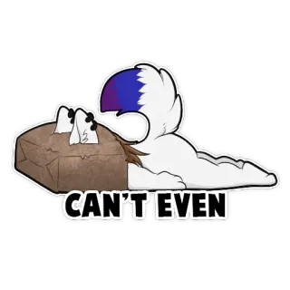 💤 64f9319c CAN'T EVEN épuisé, fatigué, paresseux, mignon, animal, poilu, dessin animé telegram sticker