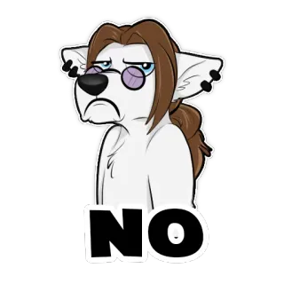 😒 ee4c38a5 NO non, triste, refus, dessin animé, loup, désaccord telegram sticker