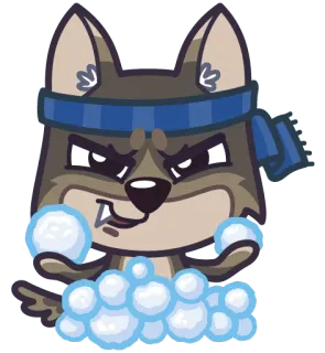 😈 5b7424cd волк, животное, мультфильм, наклейка, снежки, зима, игривый whatsapp sticker