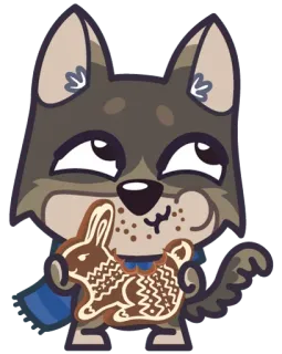 🍪 86ca9309 Мультфильм, Собака, Имбирный пряник, Печенье, Кролик, Ест, Милый whatsapp sticker