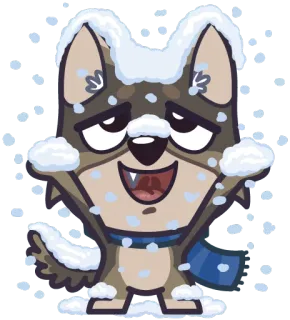 😃 86e58c58 собака, зима, снег, мультфильм, животное, шарф, милый whatsapp sticker