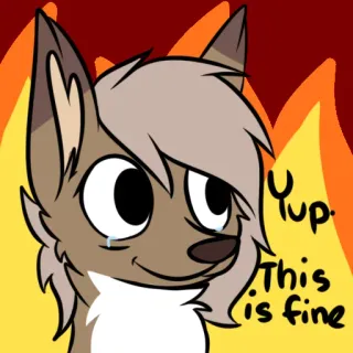 ☺️ 5fe0b703 Yup. This is fine 狗, 卡通, 火, 梗, 没事 telegram sticker