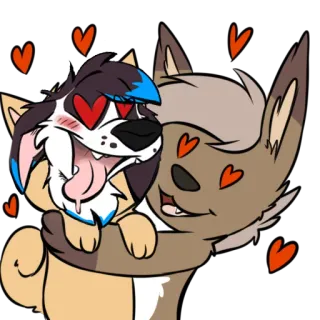 😍 8174832d 兽人, 卡通, 拟人, 狗, 爱, 喜爱, 拥抱 telegram sticker